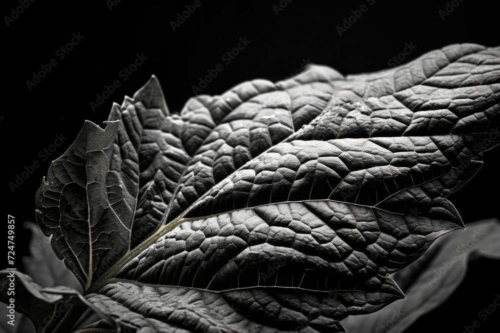 Poster a black and white photo of a leaf. suitable for various design projects