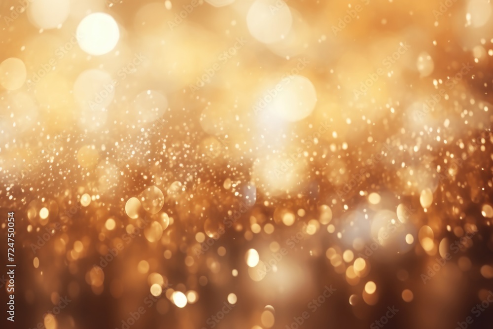 Poster Blurry gold background with beautiful bokeh lights. Perfect for adding a touch of elegance and sparkle to any design