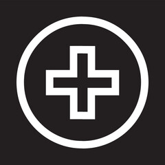 Add icon vector. Plus icon sign symbol vector. Medical cross vector icon illustration isolated on black background