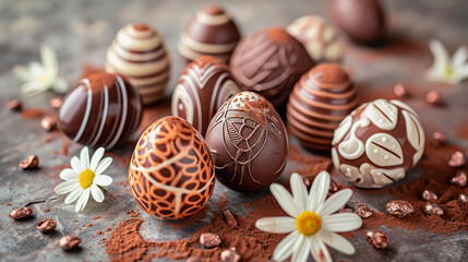 Fototapeta na wymiar Culinary Masterpiece: Exquisite Chocolate Eggs Collection