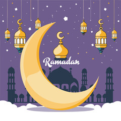 Ramadan background flat vector illustration