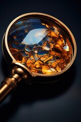 Magnifying glass on a table. Can be used for concepts related to investigation, research, or examining small details