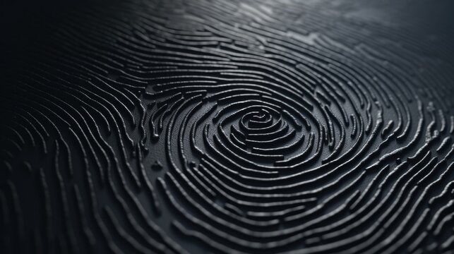 A detailed view of a fingerprint on a table. Suitable for crime scene investigation or forensic analysis