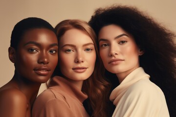 Three women standing side by side. Suitable for various concepts and themes