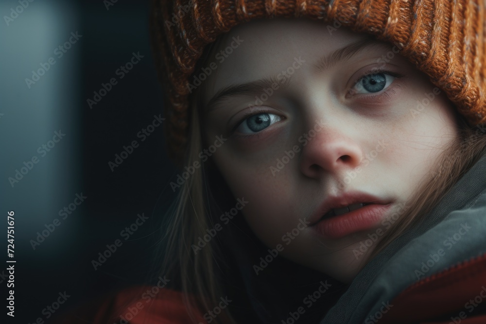 Poster close-up view of a person wearing a hat. versatile image suitable for various contexts