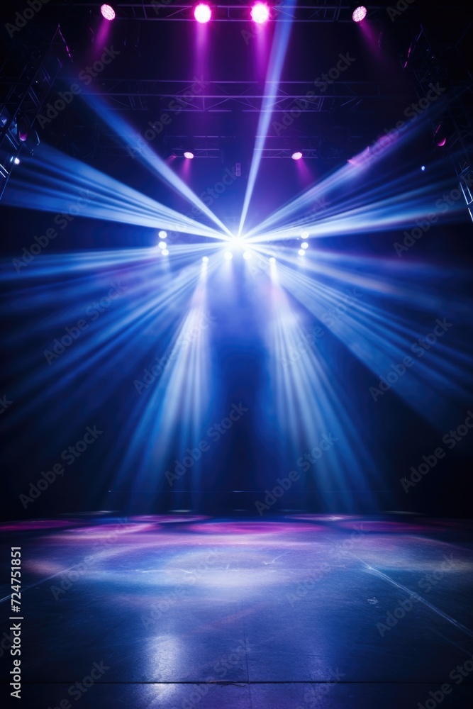Aufkleber a stage illuminated by a multitude of lights. perfect for capturing the vibrant atmosphere of perfor