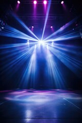 A stage illuminated by a multitude of lights. Perfect for capturing the vibrant atmosphere of performances and events.