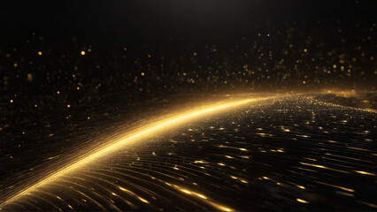 golden technology abstract background with glowing particles
