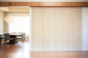 shimmering bead curtain acting as room divider
