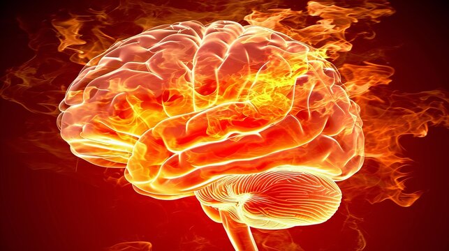 Exploding brain on fire   neurological disorders  parkinson s, alzheimer s, dementia, ms