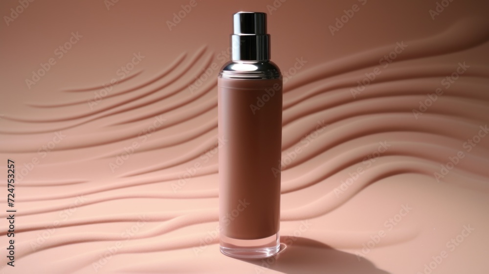 Poster A detailed close-up view of a bottle filled with liquid. This versatile image can be used in various contexts