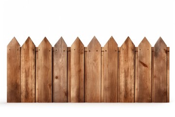 A detailed view of a wooden fence against a white background. This image can be used for various purposes