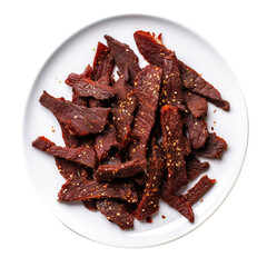 spice beef jerky on plate, png