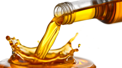Pouring oil lubricant motor oil isolated on transparent background