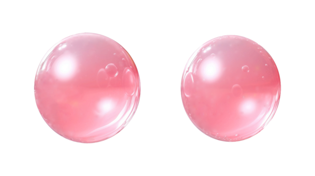 Pink bubbles isolated on a transparent background