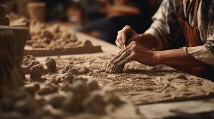 Woman Working on Pottery, Creating a Beautiful Clay Masterpiece, passover