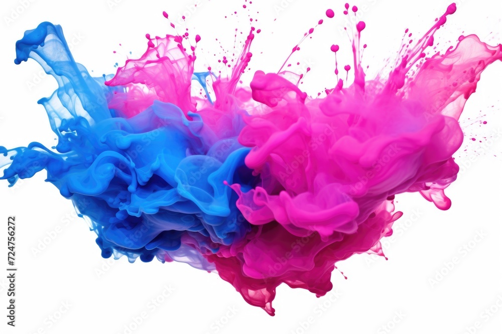 Poster a close-up view of a vibrant pink and blue liquid. this image can be used to represent a variety of 
