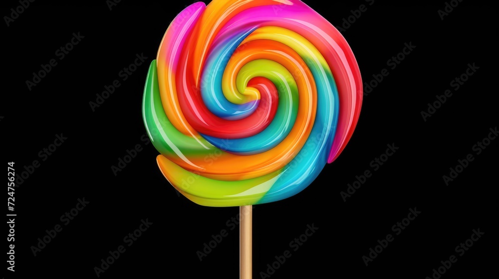 Aufkleber A vibrant lollipop on a stick displayed against a black background. Ideal for adding a pop of color to any project