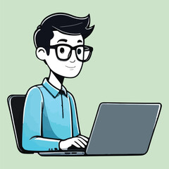 vector of people working with computer, element design