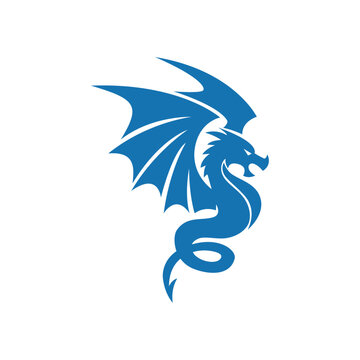 Dragon Blue Vector graphic logo design. Chinese Dragons tattoo. Download it Now