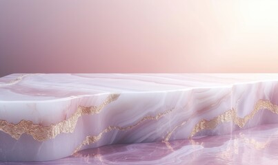 abstract background with marble podium and rose quartz, minimal scene for product display