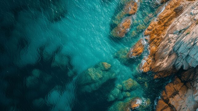 A View Of The Ocean From A Bird'S Eye View, Aestheticism, Panoramic Anamorphic, Boulders, Design Milk, In Australia, Ultra High Detail, Taken From A Plane, Beautiful Wallpaper, Coming Ashore, Cinemati