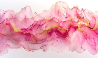 Pink and gold abstract texture background. Marbling artwork texture. Pink quartz ripple pattern. Gold powder.