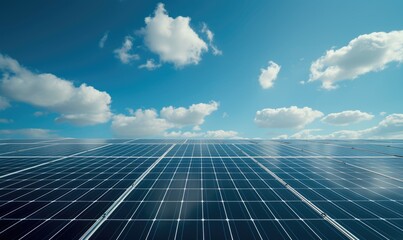 Solar panels with blue sky background. Alternative energy source. Alternative energy concept.