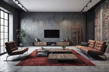 a grunge style interior design by ai generated