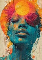 Closeup Facial Fashion Risograph