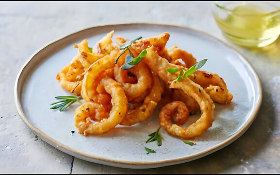 Capture the essence of Rabas in a mouthwatering food photography shot
