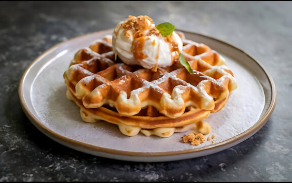 Capture the essence of Liège Waffle in a mouthwatering food photography shot
