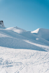 Snowy mountains with sunset, Swiss Alps, Austrian Alps, Snowy mountain peaks, ski tour, backcountry