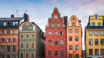 Stortorget square in Old town (Gamla Stan), Classical architecture. Popular tourist destination in...