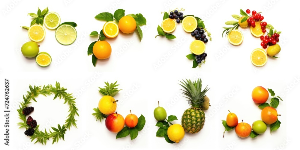 Poster A creative arrangement of various fruits forming the word 