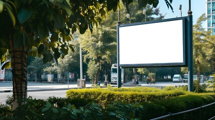 Billboard mockup outdoors, Outdoor advertising poster on the street for advertisement, Empty advertisement place for marketing banner or poster