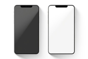 Two black and white Phones placed next to each other. Suitable for technology-related projects