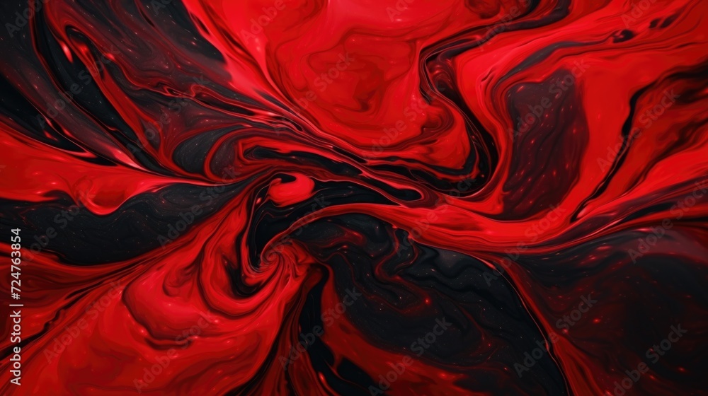 Poster A close-up view of a red and black swirl. This image can be used for various design projects