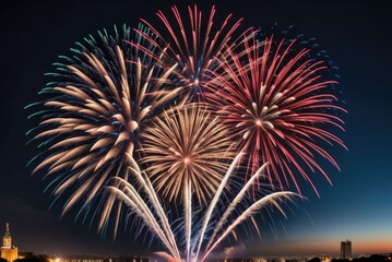 background of fireworks in dark sky by ai generated