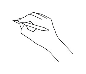 Vector continuous line drawing of hand holding pen
