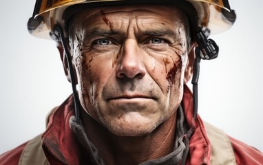 Brave Portrait of a Firefighter in Gear