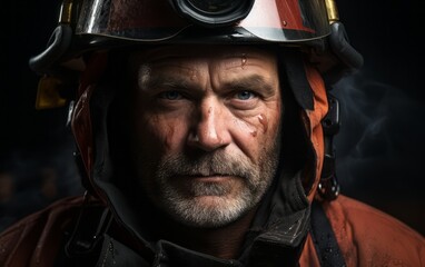 Brave Portrait of a Firefighter in Gear
