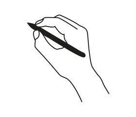 Fototapeta premium Vector continuous line drawing of hand holding pen