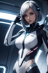 Beautiful futuristic background with fantastic beauty girl