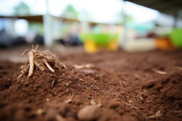 close-up of soil enriched with organic manure