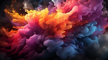 Vivid Cloud Burst: Abstract Art with Colorful Cloud-Like Patterns and Dynamic Motion - obrazy, fototapety, plakaty