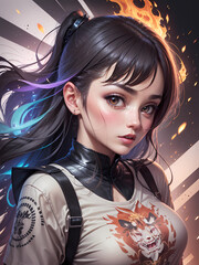 Beautiful superhero girl concept art for comic character