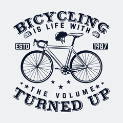 Bicycle t shirt design Bicycling is life with the volume turned up