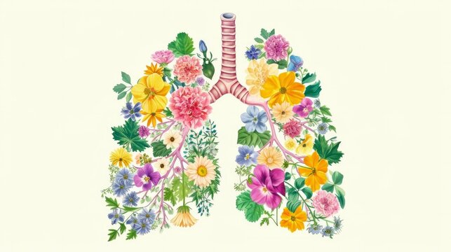Flowers as human lungs depicting health