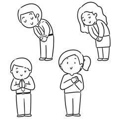 vector set of people feeling thankful